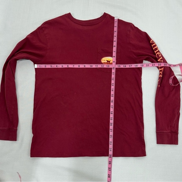 Vineyard Vines Men’s Size Small Scarlet Red Long Sleeve Sunset Dog Tee Shrit - Picture 13 of 16